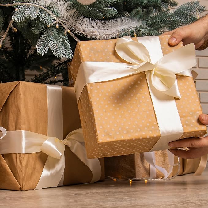 1 1/2In 30Yards Cream Ribbon for Gift Wrapping Easter Christmas Decorations | - Image 5