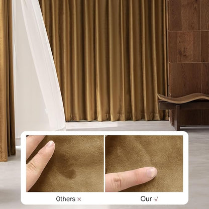 Beauoop Golden Brown Velvet Curtains - Image 6