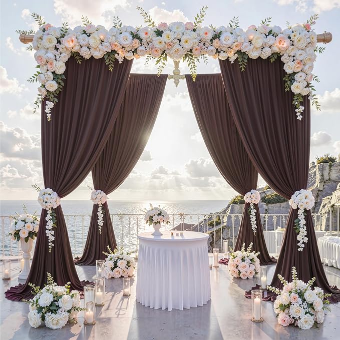 20 ft x 10 ft Wrinkle Free Brown Backdrop Curtain - Image 2