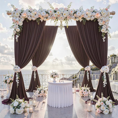 40 ft x 10 ft Wrinkle Free Brown Backdrop Curtain - Image 2