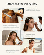 AIMIKE 4.8" Hair Clips for Styling – Built-In Silicone Band Duckbill Hair Clips, No-Crease Sectioning Clips for Thick, Curly Hair, Ideal for Makeup, Hairstyling & Rollers, 6-Pack, Sage Green