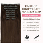 GOO GOO Clip in Hair Extensions Real Human Hair, Remy Human Hair Extensions Clip ins for Women, Natural Human Hair, 22inch 200g 9Pcs, #4A Chocolate Brown