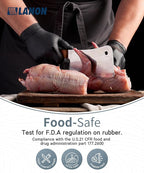 LANON Food Safe Disposable Nitrile Gloves, Latex-Free, Powder-Free, Silicone-Free, Textured Fingertips, Cooking, Black，Medium