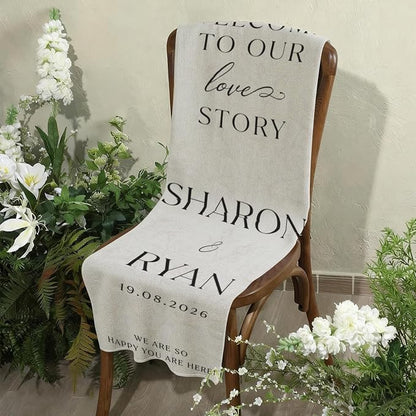 Mapileng Personalized Wedding Cotton Linen Wall Tapestry Banner, Custom Couple - Image 5
