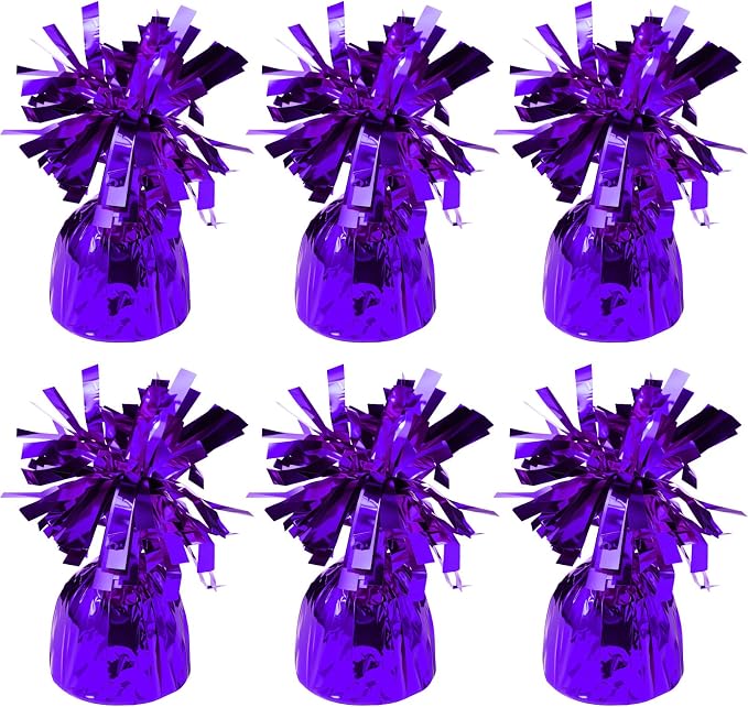 6 Pack Purple Balloon Weights Metallic Holder Anchors Balloon Holder Weights by Unknown
