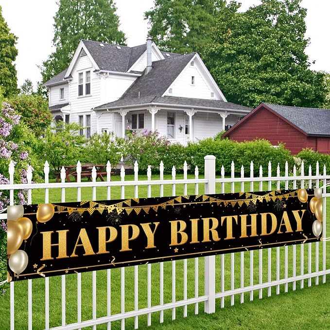 Black Gold Birthday Banner for Happy 1st to 100th - Image 5