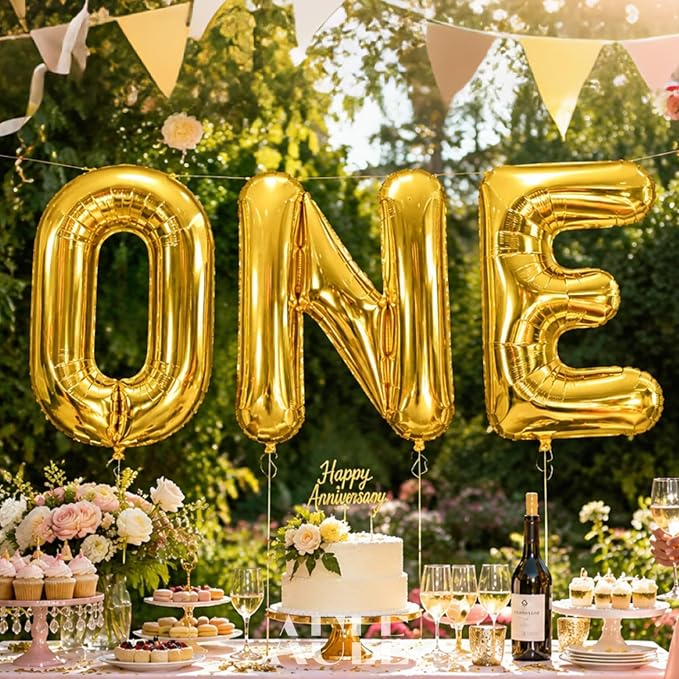 AULE 40 Inch Gold O Balloon Letter Foil A-Z Birthday Big Alphabet | Birthday - Image 4
