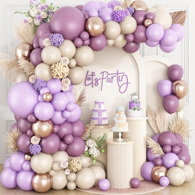Dusty Purple Balloon Arch Kit, Boho Balloon Garland by BTZO