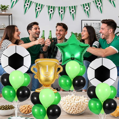 4 Sets Soccer Party Decorations Balloons Stand Kit Soccer Trophy Gold Green - Image 4