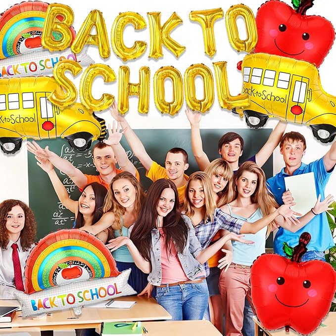 18 PCS Welcome Back To School Balloons, Back To School Banner And School Bus - Image 6