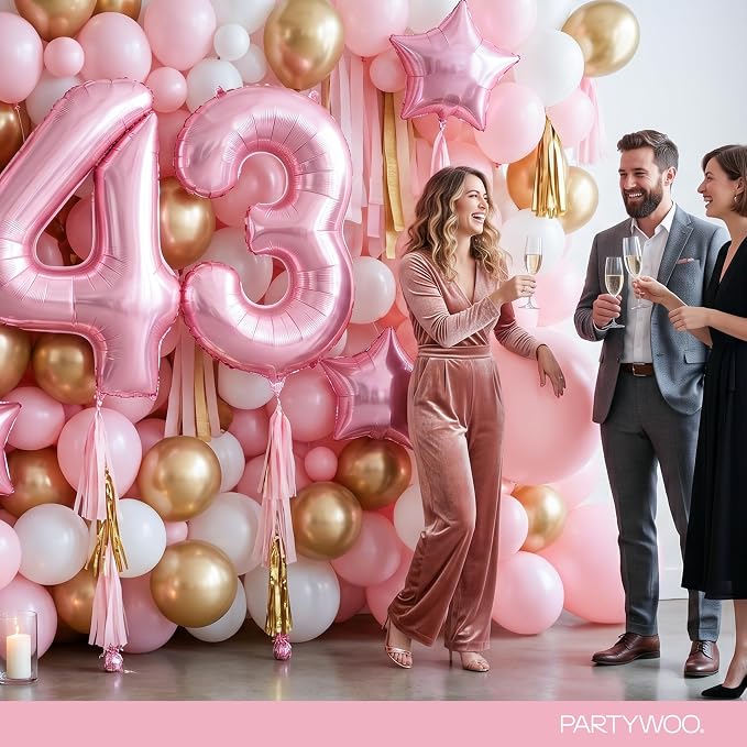 PartyWoo Number Balloons 40 Inch Pink Number 4 Kit 25pcs - Image 4