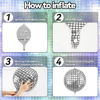6pcs 22 Inch Gold Silver Disco Ball Balloons, 4d Large Foil Aluminum Balloon - Image 9