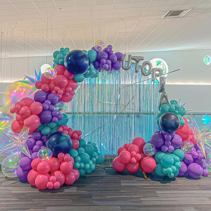 Pink Blue Purple Balloons, Hot Pink Metallic Purple Teal Blue Balloon - Image 5