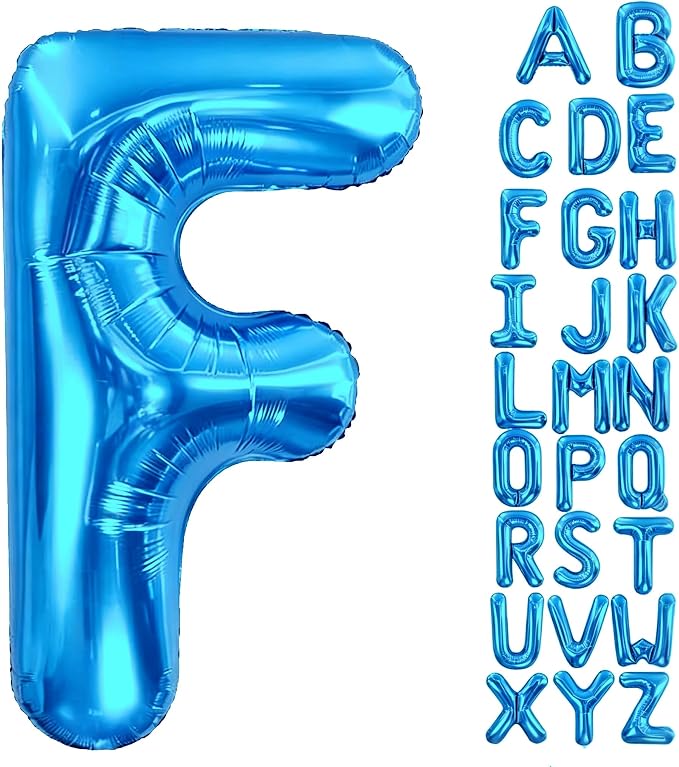 Letter F Balloon 40 Inch Blue, Giant Alphabet Foil Balloon, Big Mylar Party by Aeniaza