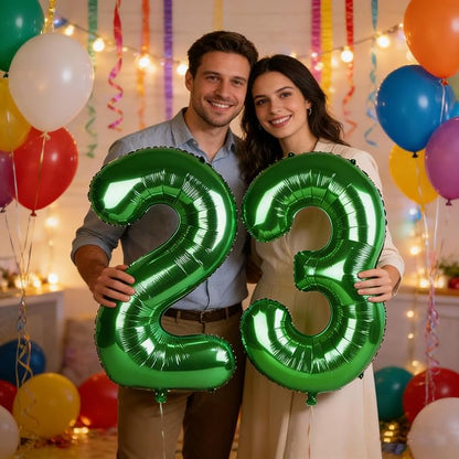 Number 23 Balloons 40 Inch for 23 32 Birthday Party Decorations, Dark Green | - Image 2