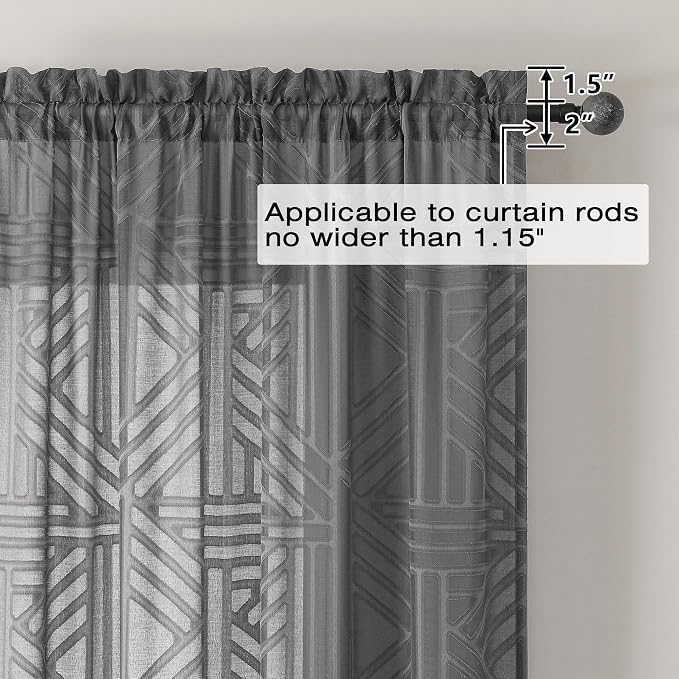 Simplebrand Semi Sheer Charcoal Grey Curtains 90 Inches Long 2 Panels, Light - Image 5