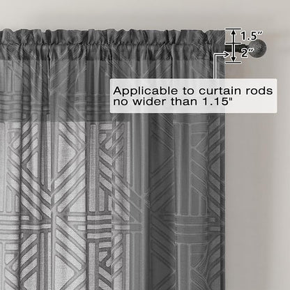 Simplebrand Semi Sheer Charcoal Grey Curtains 90 Inches Long 2 Panels, Light - Image 5