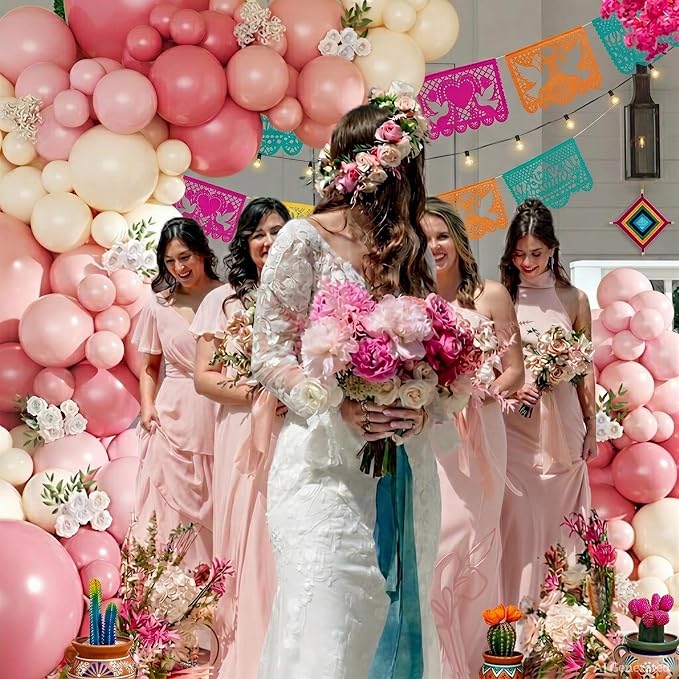 CROSSFINGERS Dusty Pink Balloon Arch Kit, Mexican Fiesta Party Decorations | - Image 4