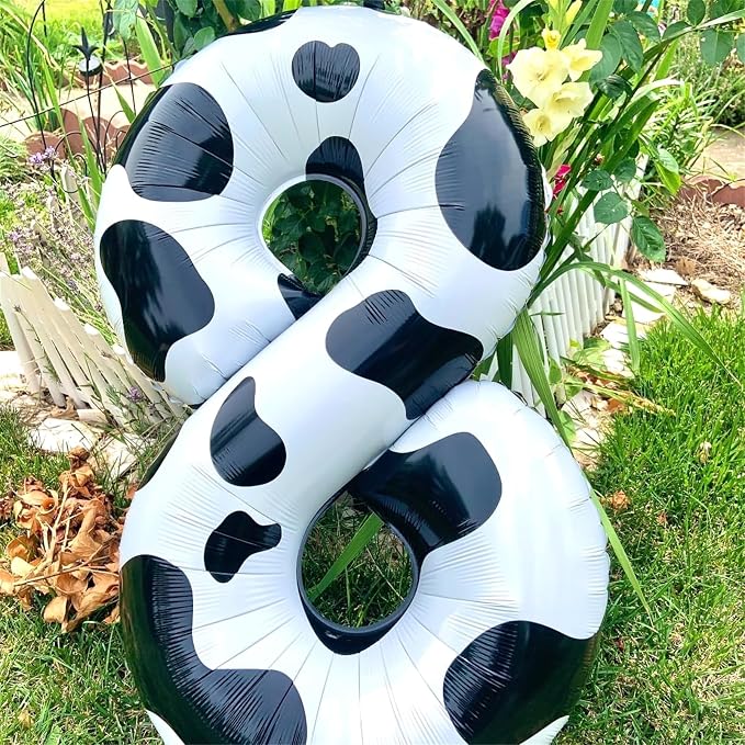 40 Inch Cow Print Number 8 Balloons, Large Foil 8th Birthday Balloon Decorations - Image 5