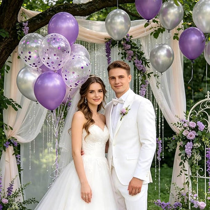 100pcs Purple Confetti Balloons 12 Inch Clear Latex Balloon - Image 4