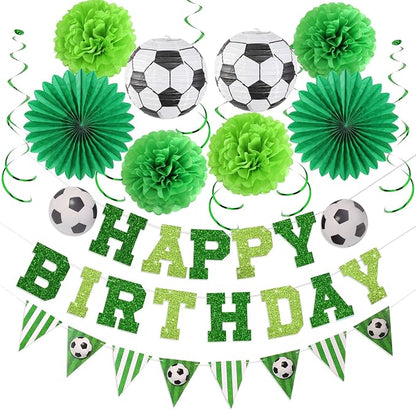 OBBOLO Soccer Birthday Party Decorations, Pre-Strung Soccer Birthday Banners by OBBOLO