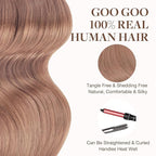 GOO GOO Tape in Hair Extensions Human Hair, 15 Velvet Mocha, 16inch 50g 20pcs, Skin Weft Seamless Invisible, Silky Straight with Thick Ends, Remy Human Hair