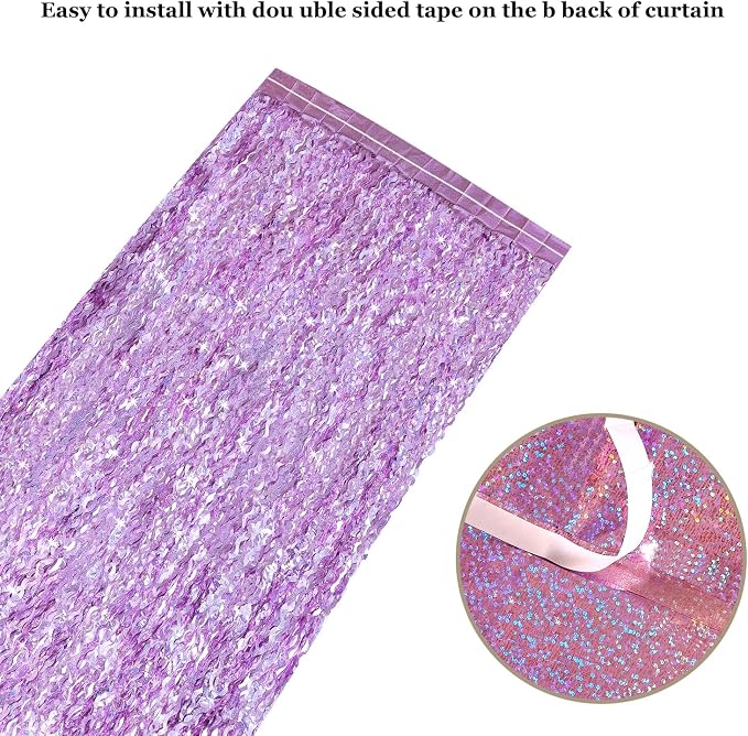 4 Pack Pink Tinsel Curtain Party Backdrop - Image 5