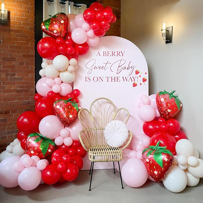120pcs Strawberry Balloon Arch Garland Kit by GIZIUXNE
