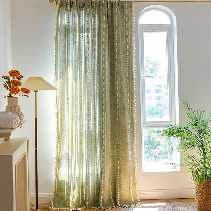 Sutuo Home Boho Curtain for Bedroom Living Room 96 Inches Long, Light Filtering - Image 3