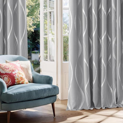NICETOWN Silver Grey Pattern Curtains - Image 2