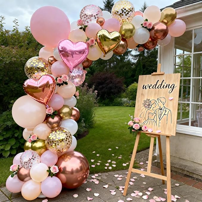 Rose Gold Pink White Balloon Arch Kit, - Image 5