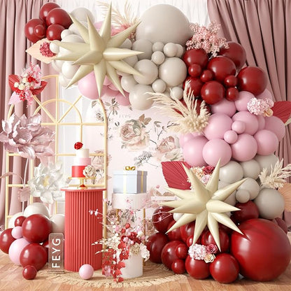 Retro Red Dusty Pink Balloon Arch Kit by FEYG