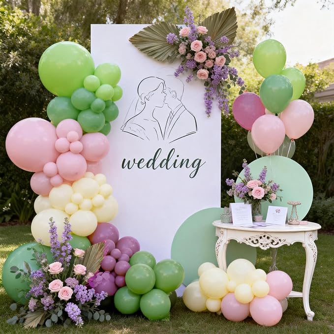 Pink Green Purple Balloons Arch Kit - Image 5