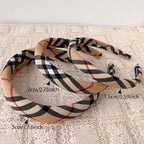 LONEEDY 5PCS Plaid Padded Headband for Women Teen Girls,Vintage Cotton Bow Headbands with Teeth Comb, Zig Zag Hairbands