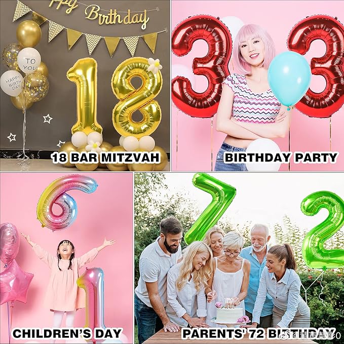 40 inch Number Balloon 0-9 Green Large Number 10 Balloons, Digital Balloons - Image 8