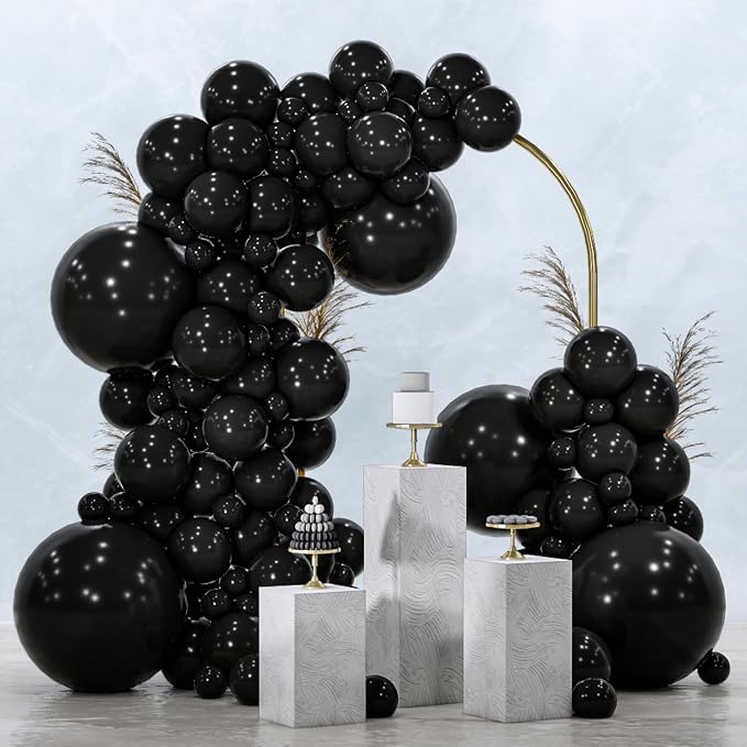 PartyWoo Black Balloons 100pcs Different Sizes of 18 12 10 5 Inch | Balloons by PartyWoo