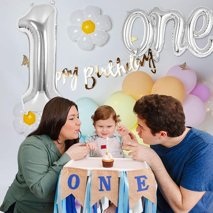 2 Pcs One Balloon Set, 40 Inch Number 1 Balloon and 41 Inch Script Letter One - Image 6