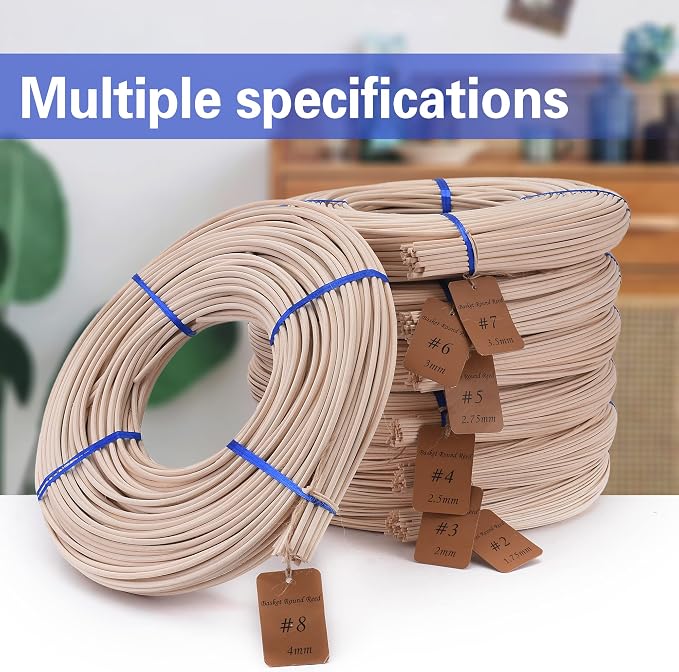 VFULIE 5PCS Basket Round Reeds #3 2mm 1-Pound Coil Basket Weaving Canes - Image 6