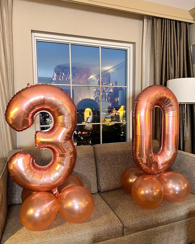 Rose Gold Number 30 Balloon 40 Inch - Image 7