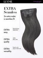 LUVME Silky Straight Seamless 2 Pack 220g 14Pcs Clip in Hair Extensions Full Max with 16inch Remy Human Hair Extensions, Natural Black 100% Real Soft Hair