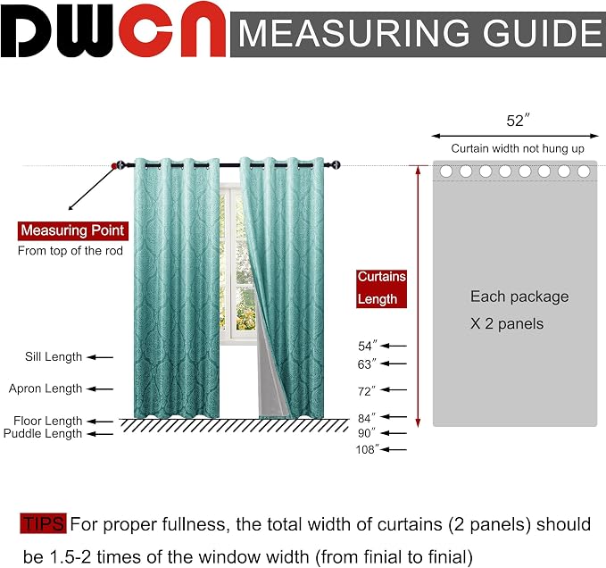 DWCN 100% Blackout Curtains for Bedroom 63 Inch Long - Image 6