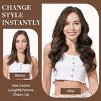 GOO GOO Clip in Hair Extensions Real Human Hair, Remy Human Hair Extensions Clip ins for Women, Natural Human Hair, 22inch 120g 7Pcs, 1B/6/1B Balayage Natural Black to Chestnut Brown