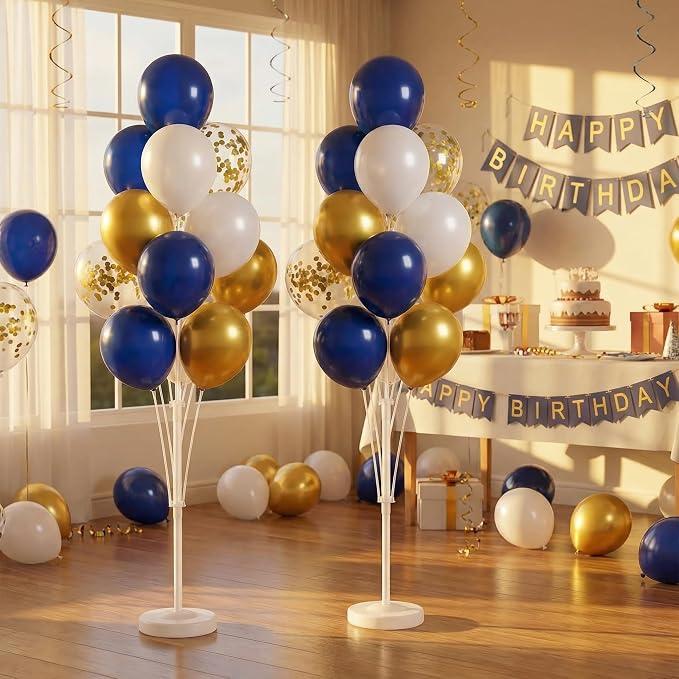 2Set Blue Gold Balloon Column Stand Kit - Image 9
