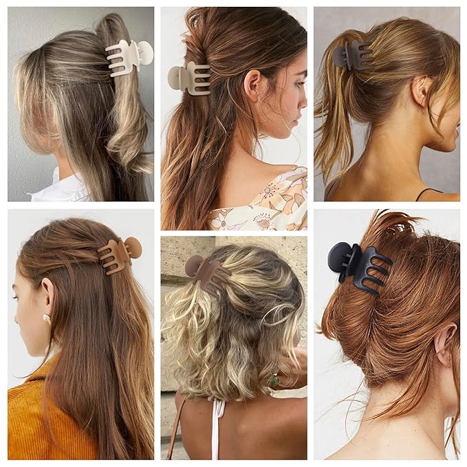 6 Pcs Hair Clips Small Claw Clips for Thin Hair Medium Matte Non-slip Hair Accessories for Women and Girls (Coffee)