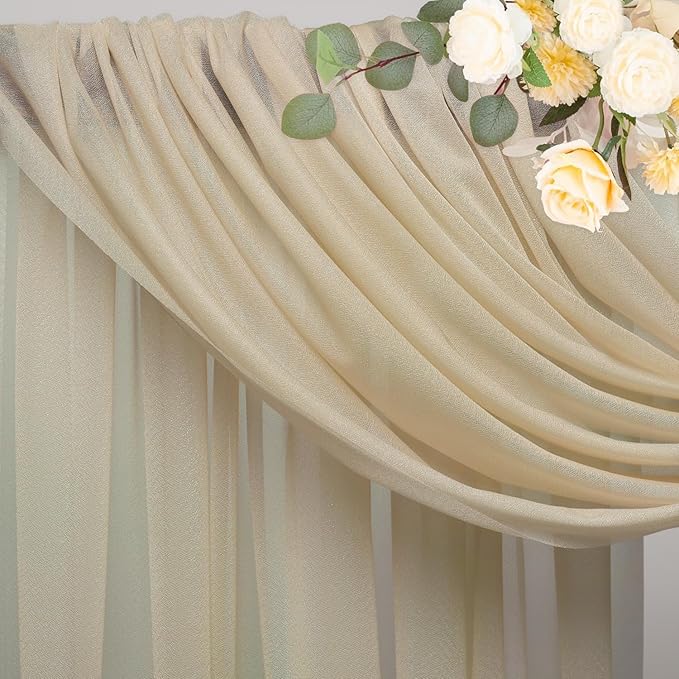 Wedding Arch Draping Fabric Backdrop Drapes 28.7" x 20FT, Champagne | Sheer - Image 4