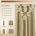 Clip in Hair Extensions Real Human Hair 22Inch 8pcs 110g Seamless Balayage Blonde Hair Extensions Clip Ins Double Weft Light Blonde Highlight Golden Blonde Invisible Straight Remy Human Hair for Women