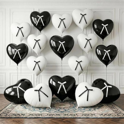 Black White Heart Balloons - Image 4