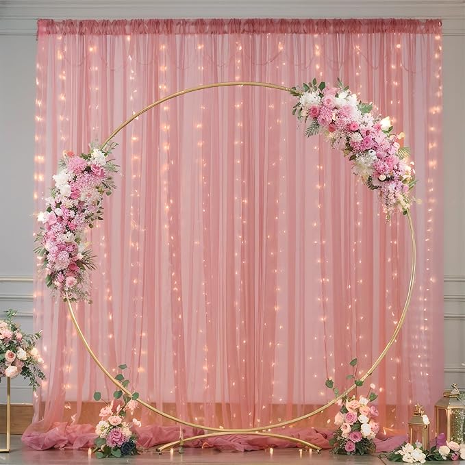10x10ft Dusty Rose Tulle Backdrop Curtain - Image 8