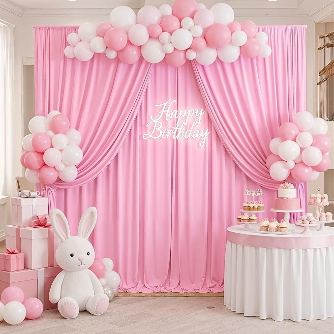 20ft x 10ft Wrinkle Free Pink Backdrop Curtains by ENJOYYOURPARTY