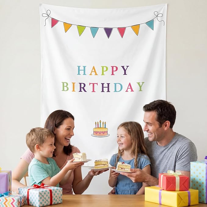 Oudain 29x39 Inch Happy Birthday Burlap Banner, Fabric Party Decorations - Image 5